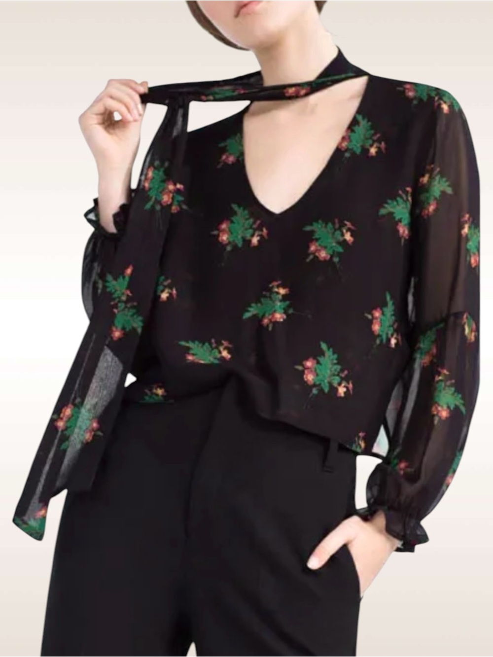 Amanda Uprichard Neck Tie Blouse
